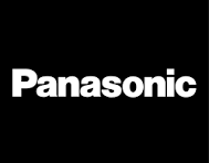 White Panasonic logo on black background
